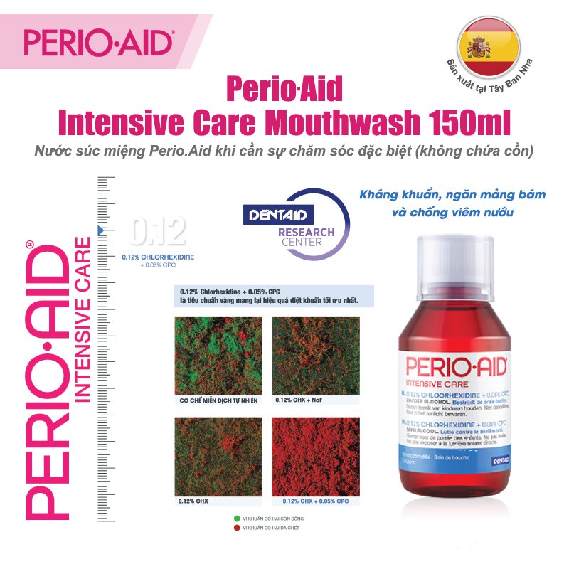 Nước súc miệng ngăn mảng bám, chống viêm Perio.Aid Intensive Care 150ml