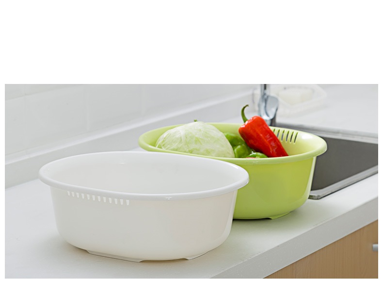 Bộ 01chậu & 01rổ nhựa Oval Sanada Seiko 5.3L cao cấp có tay cầm tiện dụng - Hàng nội địa Nhật Bản.