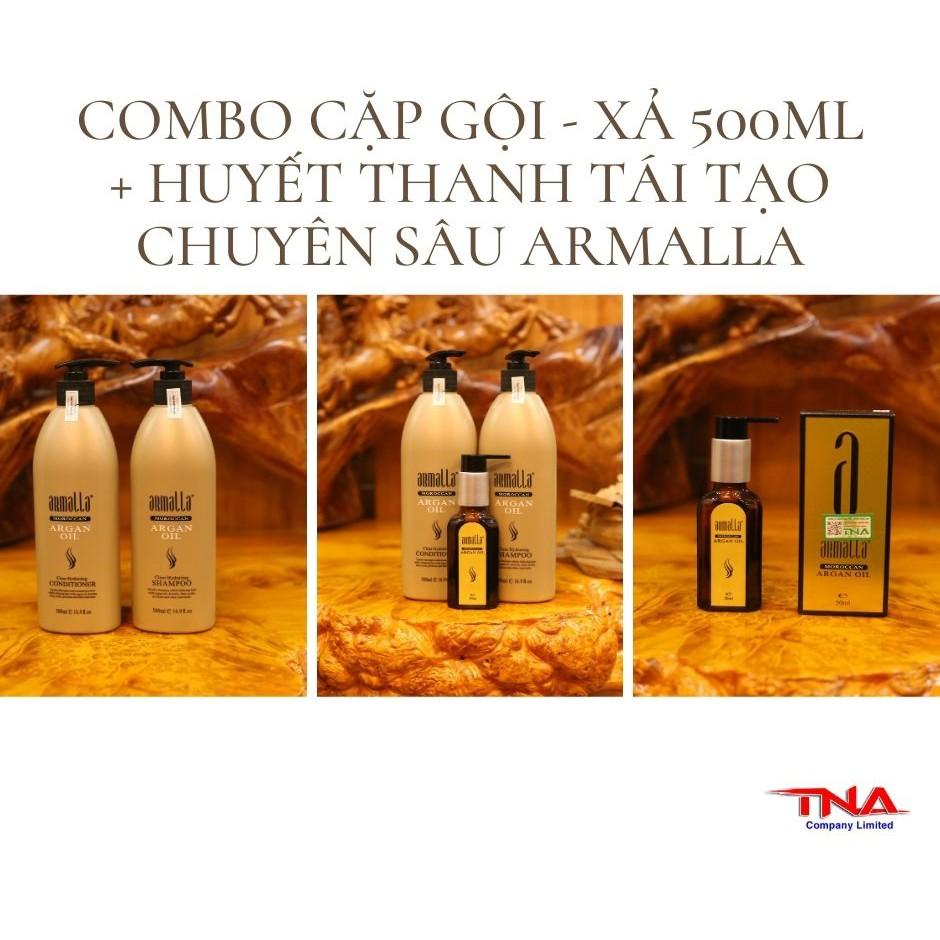 COMBO GỘI - XẢ 500ml + TINH CHẤT TÁI TẠO TÓC CHUYÊN SÂU CHUYÊN DÙNG CHO TÓC KHÔ XƠ ARMALLA