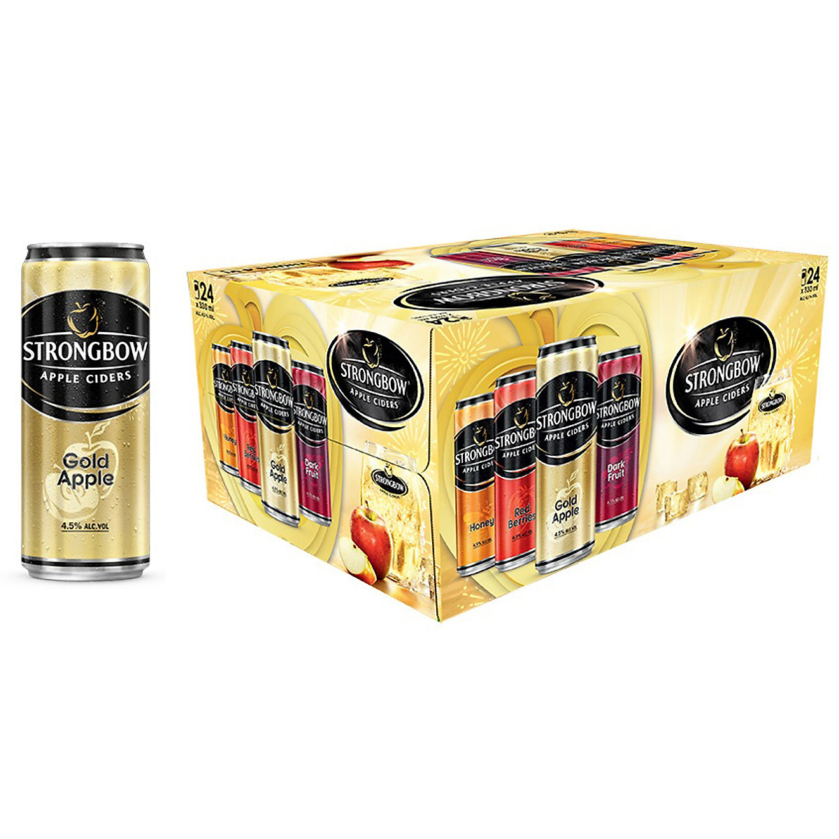 Thùng 24 Lon Cao Strongbow Cider Đặc Biệt 4 Vị (330ml / Lon)