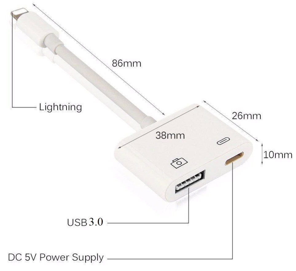 Cáp OTG 3.0 dành cho IPhone, IPad có cổng sạc