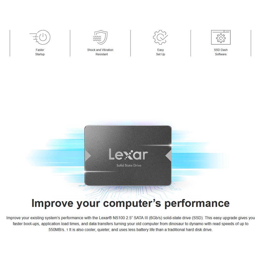 Lexar NS100 2.5” SATA III Solid State Drive SSD High Speed 512GB