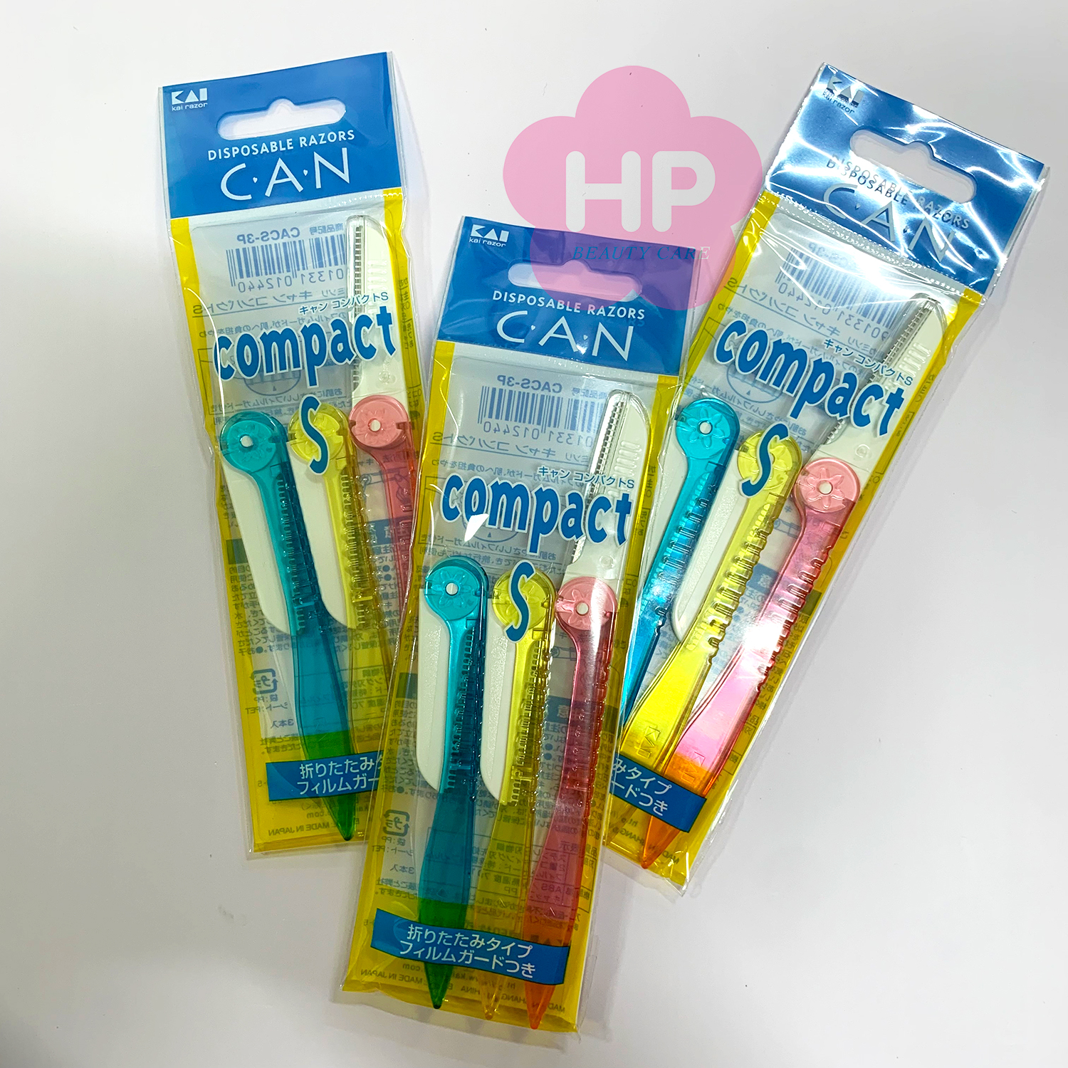 Dao Cạo Lông Mặt Cán Gập Kai Can Compact 12440 CS-3P (Set 3 cây)