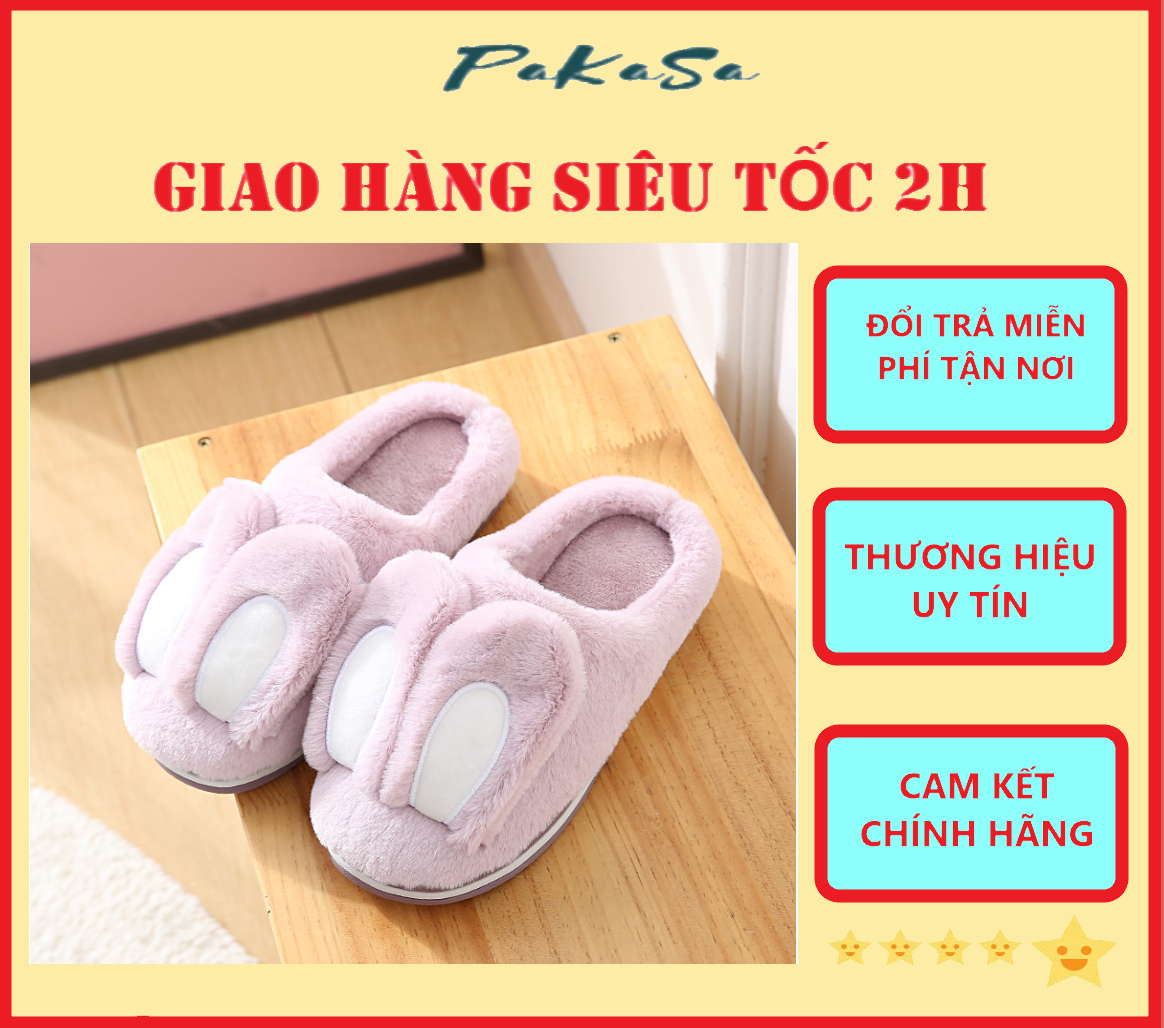 Dép Lông Đi Trong Nhà Hình Tai Thỏ Dễ Thương PaKaSa -Hàng Chính Hãng