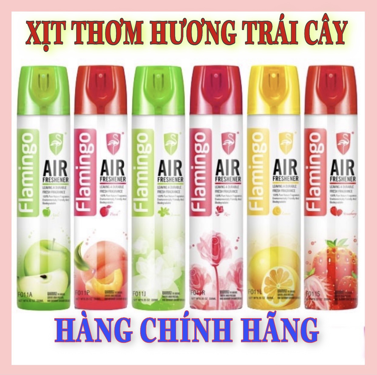 Nước Hoa Xịt Khử Mùi Hôi Ô Tô văn Phòng Nhà Cửa Hương Hoa Hồng Cao Cấp Flamingo F011 330ml