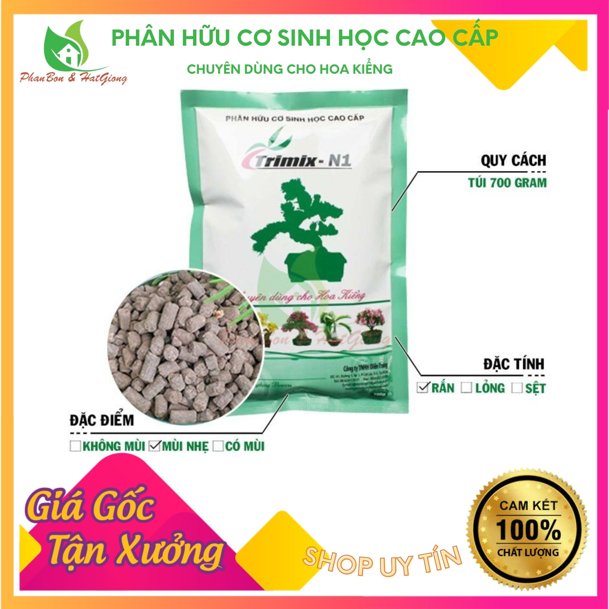 Phân Bón Hữu Cơ Chuyên Bón Cây Kiểng 700G - Điền Trang - Phân Viên Tan Chậm Bón Gốc - Shop Phân Bón và Hạt Giống