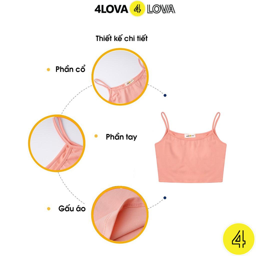 Áo croptop hai dây dáng ôm 4LOVA vải cotton mịn co giãn thoáng mát (không đệm)