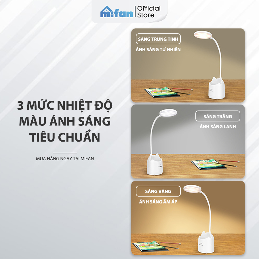 Hình ảnh Đèn học để bàn chống cận tích điện Weidasi 6059 - LED 3 màu thay đổi độ sáng giúp bảo vệ mắt đọc sách làm việc - Thân mềm xoay linh hoạt