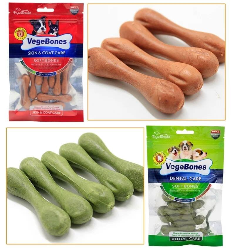 Xương Mini Gặm Sạch Răng, Ăn Vặt Cho Chó Vegebones Gói 60g Bổ Sung Canxi (4 vị mê mẩn Boss ngửi phát thích luôn)