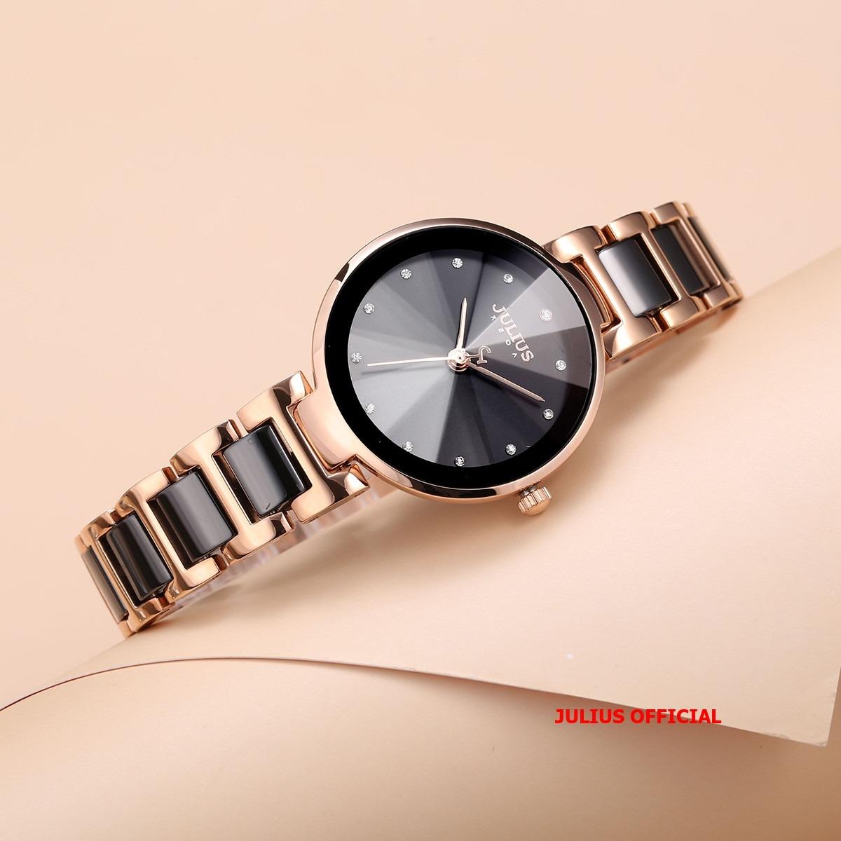 Đồng Hồ Nữ Chính Hãng Julius Cao Cấp Dây Thép Kim Loại Chống Nước Kính Khoáng Đường Kính 30mm JA-1209D