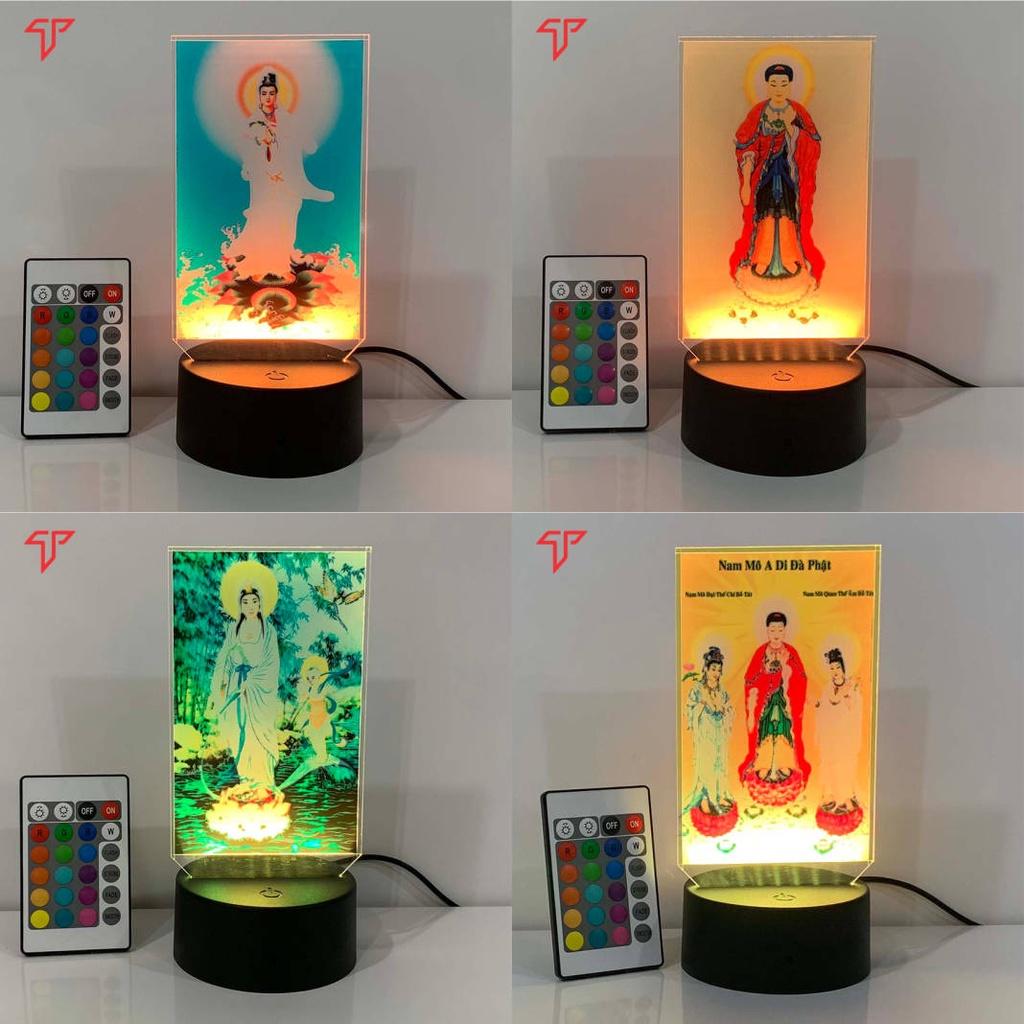 Đèn led 3D in hình phật quan âm tọa thiền hình thờ trên ôtô, xe tải, để bàn, hình thờ quan âm, adida