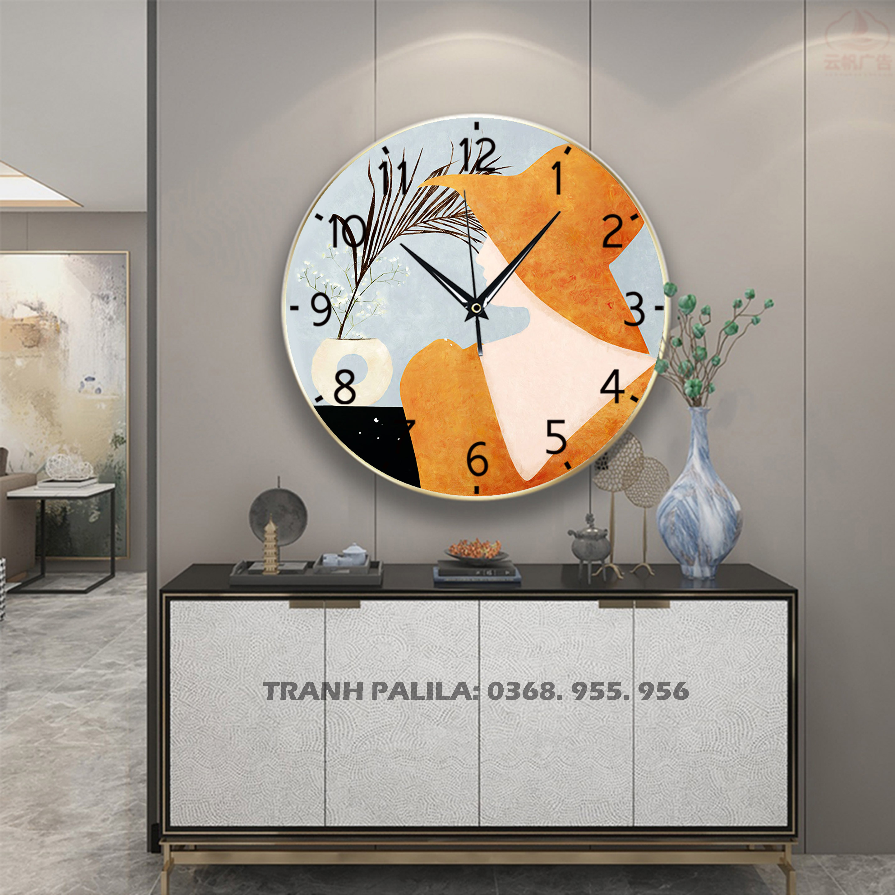 Tranh Đồng Hồ Mẫu Cô Gái Xinh Đẹp Sang Trọng - Tranh Tráng Gương Đồng Hồ In Sắc Nét, Không Phai Màu