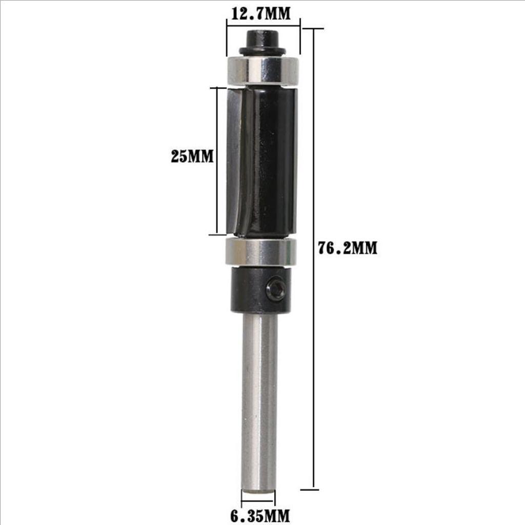 1 Set 1/4" Shank Top &Bottom Bearing Flush Trim Router Bit For Woodworking