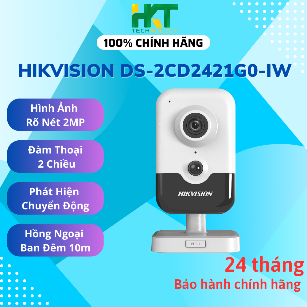 Camera Wifi Hikvison Cube DS-2CD2421G0-IW H265+ Đàm Thoại 2 Chiều - Hàng chính hãng
