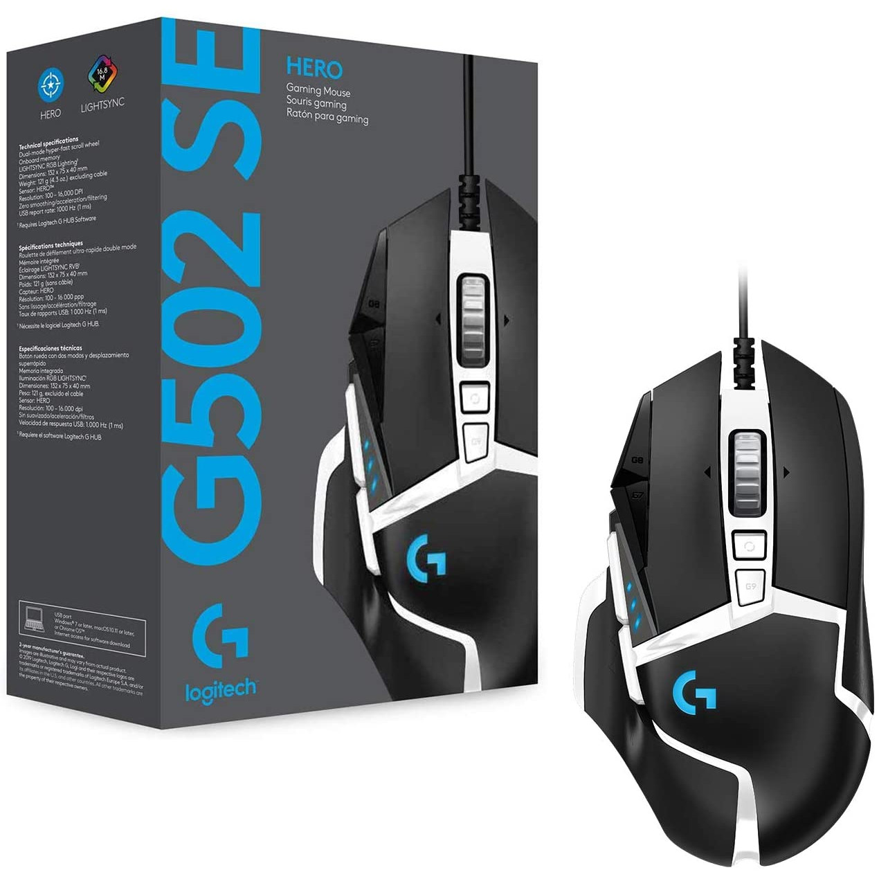 Chuột game hiệu suất cao Logitech G502 Hero - Cảm biến Hero 25k, RGB Lightsync, 11 nút lập trình, điều chỉnh trọng lượng, PC - Hàng nhập khẩu