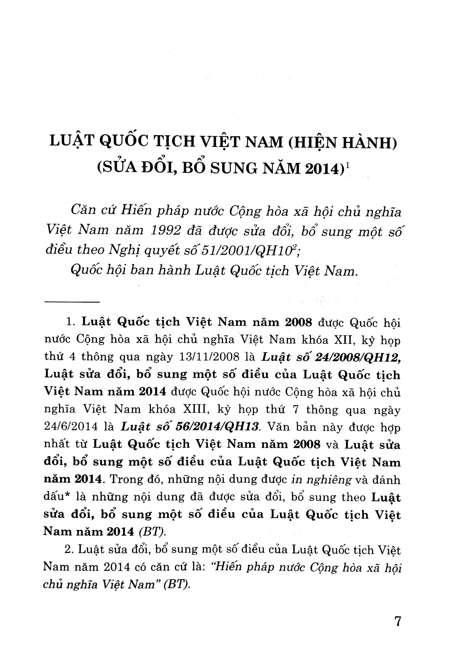 Luật Quốc Tịch Việt Nam