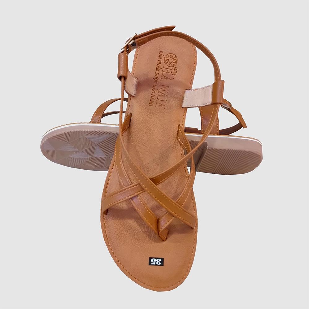 Giày Sandal Nữ Quai Dây Mảnh Đế Bệt HÀ NAM Da Bò Thời Trang Cao Cấp DNU2074