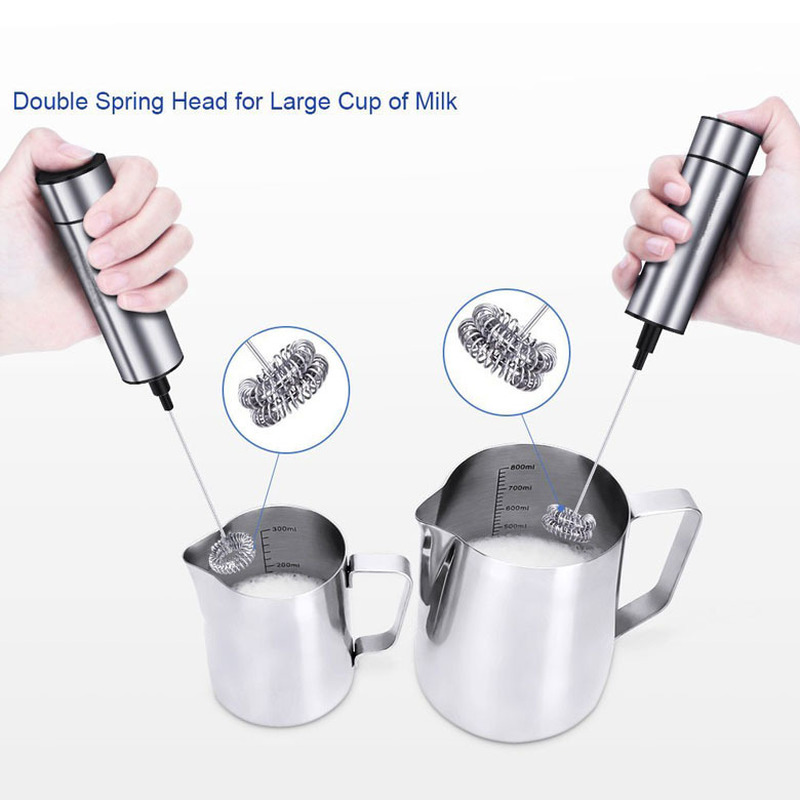 Điện Bọt Sữa Cầm Tay Không Dây Điện Mạnh Mẽ Lò Xo Thép Không Gỉ Phối Xốp Đánh Máy Làm Cho Cà Phê Cappuccino