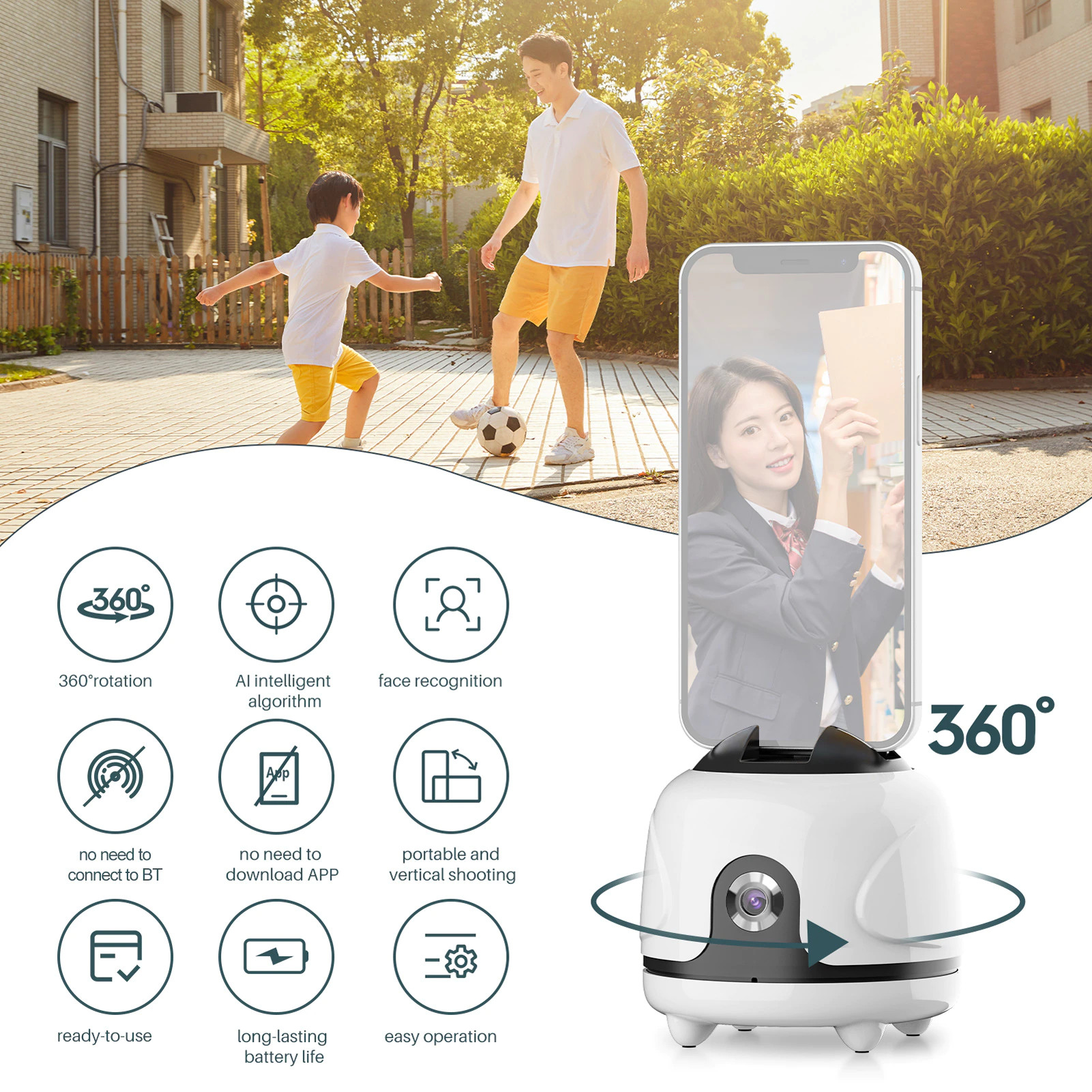 Ulanzi Cameraman AI Smart Auto Tracking Mount - Cảm biến thông minh, theo dõi khuôn mặt, xoay 360° - Hàng Chính Hãng