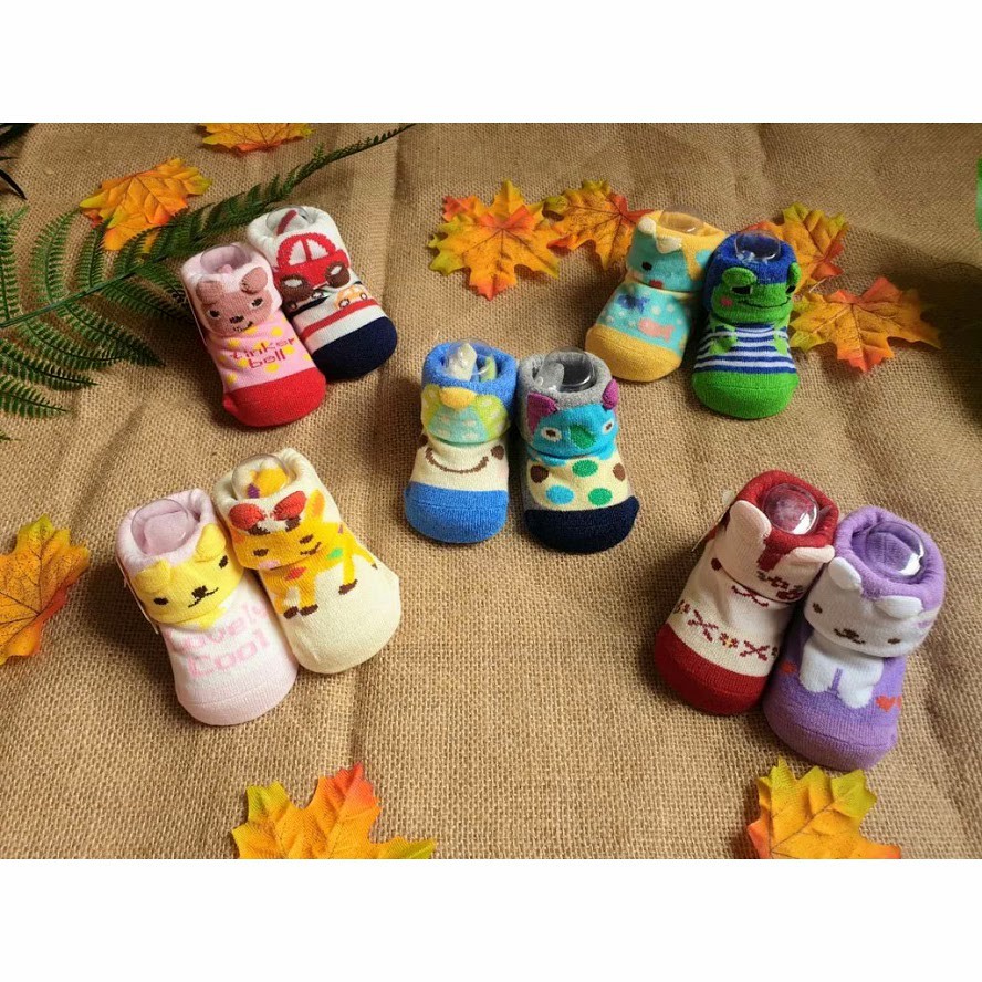 Vớ cho bé-Set 3 đôi vớ in hình thú đáng yêu cho bé sơ sinh/ tất sơ sinh