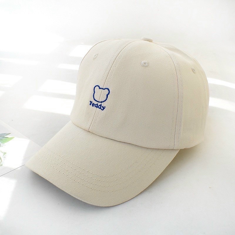 Nón kết, mũ lưỡi trai Gấu phối vải kem form chuẩn thời trang nam nữ cao cấp