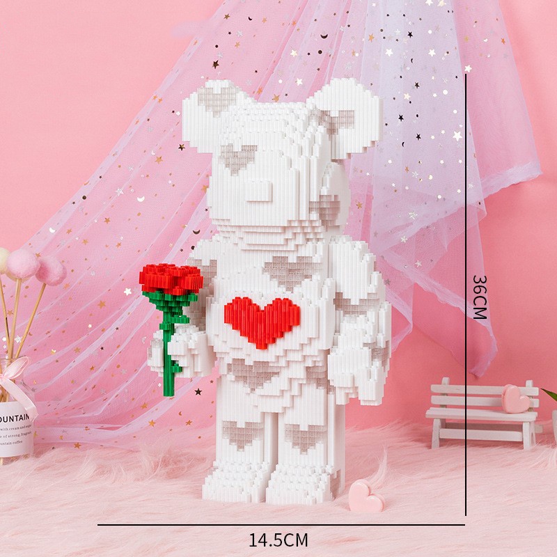 Bearbrick trái tim có đèn LED mô hình lắp ghép, đồ chơi xếp hình quà tặng trang trí hình ngộ nghĩnh đáng yêu cho bé LEE Kids