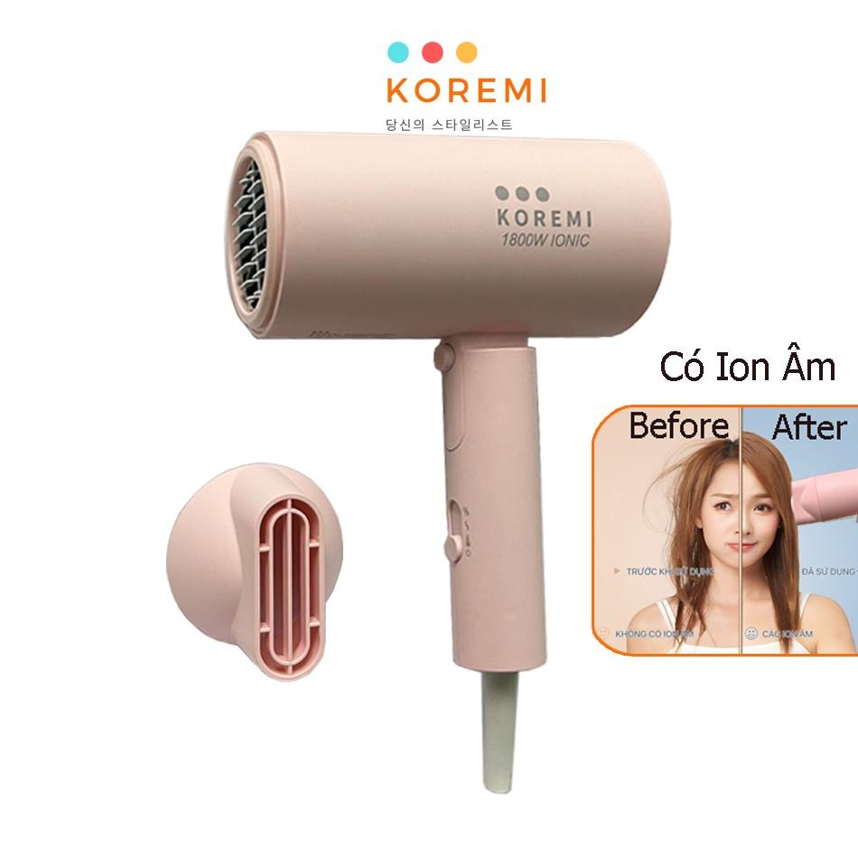 Máy sấy tóc cao cấp sấy nóng lạnh chuẩn salon công suất 1800W sấy tóc Koremi có ion âm bảo vệ tóc