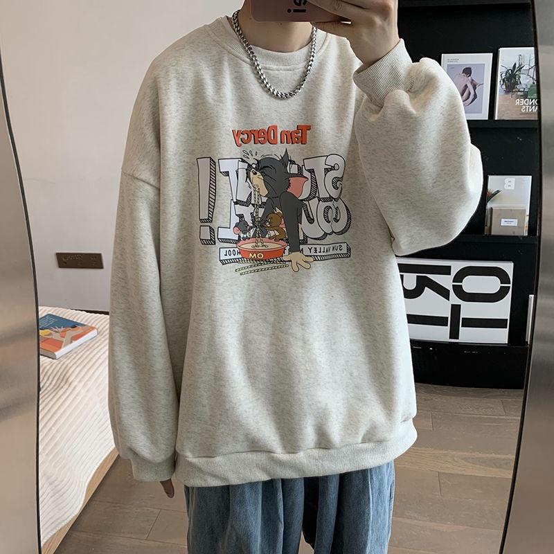 Áo sweater tay dài in hình mèo chuột hoạt hình thời trang xuân thu cho cặp đôi 2021