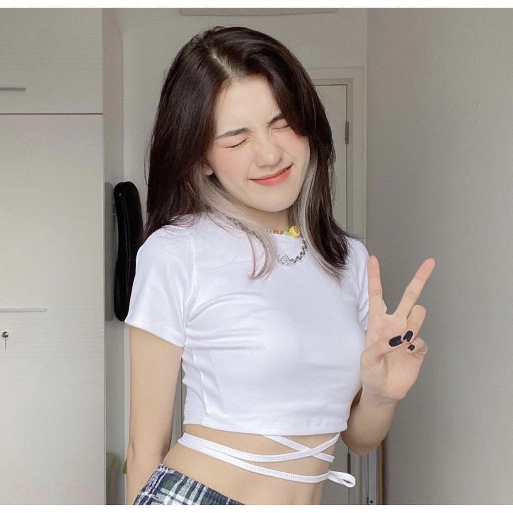 HÀNG CAO CẤP - Áo Croptop Đan Dây Eo Khoe Trọn Dáng ️ Áo Croptop Nữ Chất Thun co giãn 4 chiều cao cấp. - Hàng Cao Cấp