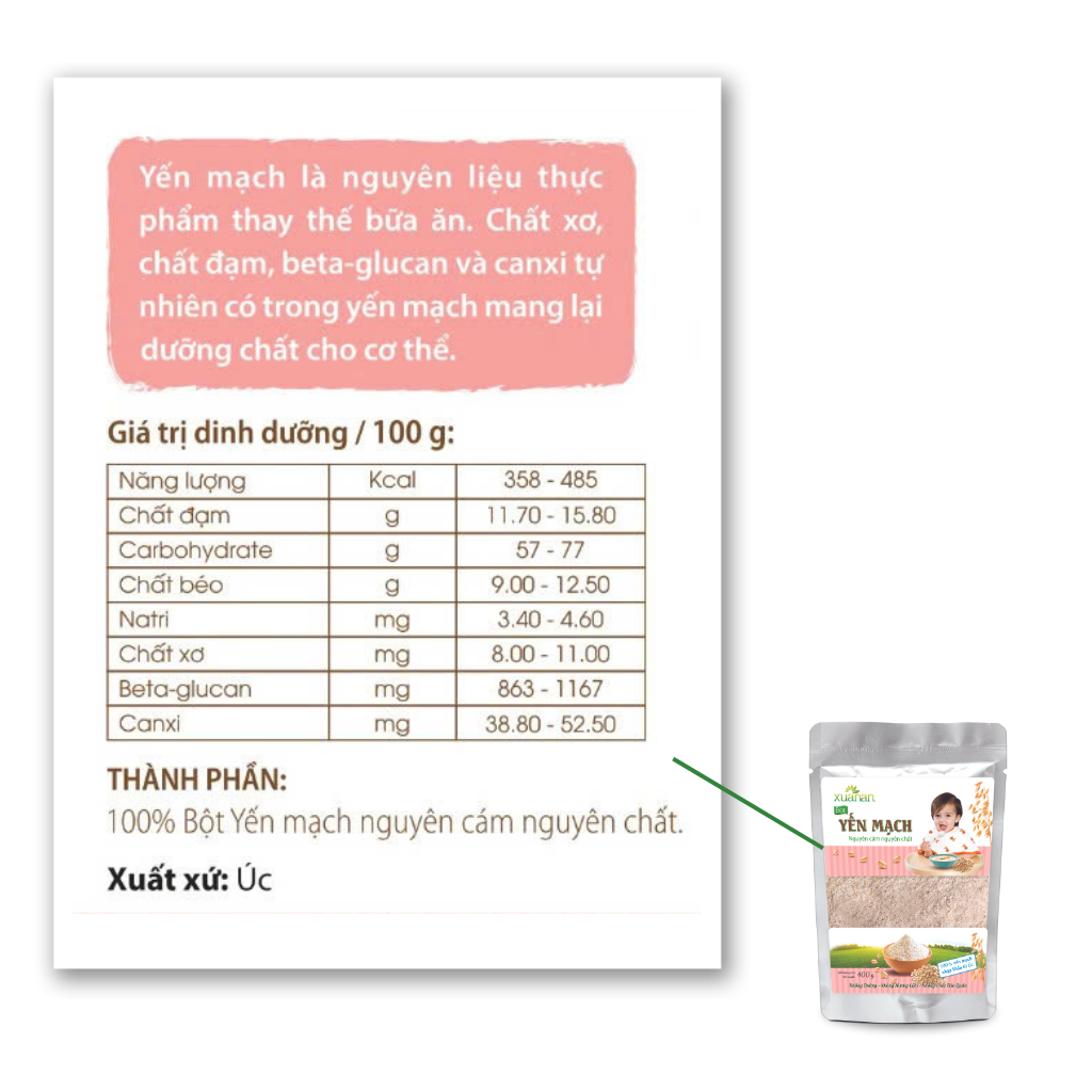 Túi 400G(Tặng Kèm 1 Túi Yến Mạch 150G)