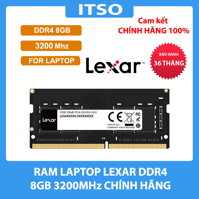 Ram laptop Lexar 8GB DDR4 3200Mhz (LD4AS008G-B3200GSST) - Hàng chính hãng