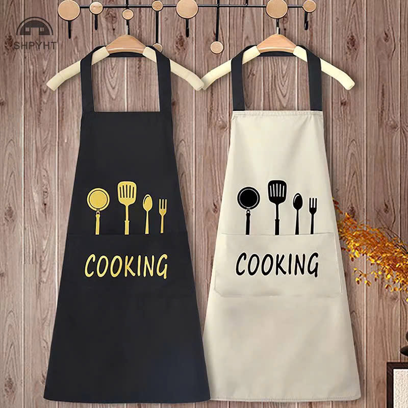 Tạp dề chống thấm có túi để điện thoại và chỗ lau tay tiện lợi, giao màu mẫu ngẫu nhiên Tạp Dề Polime Không Thấm Nước, Sạch Sẽ Cute
