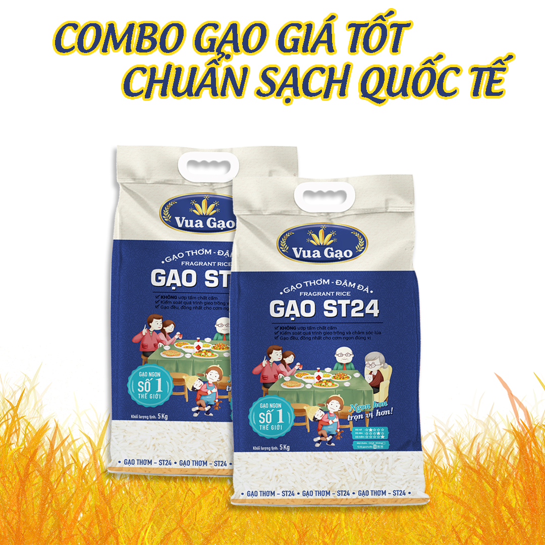 COMBO 2 TÚI GẠO ST24 ĐẬM ĐÀ 5KG - VUA GẠO (TỔNG 10KG)