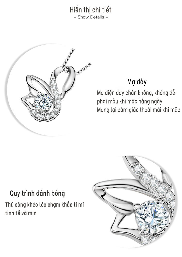 Mặt dây chuyền thiên nga thời trang S925 Sterling silver