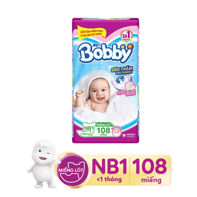 Miếng lót siêu thấm Bobby Newborn 1 - 108 miếng