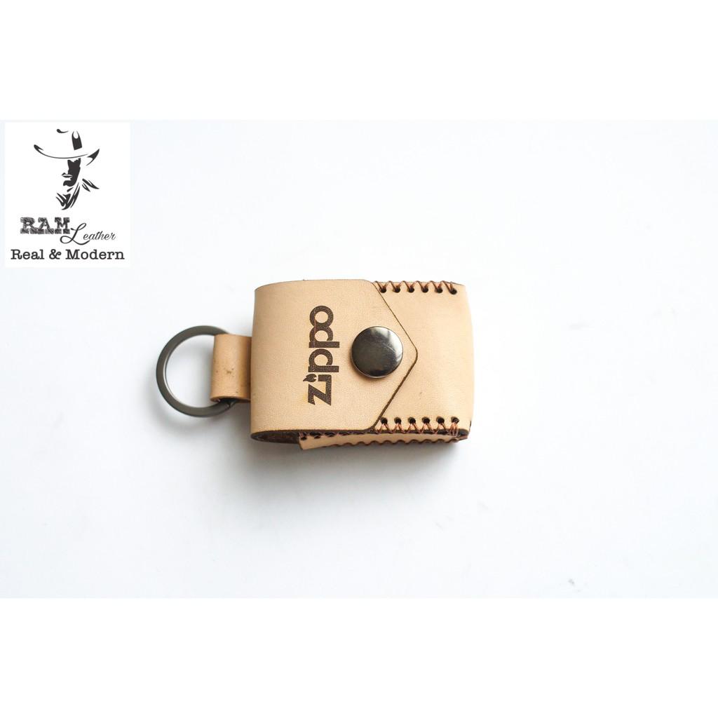 Bao zippo da bò vegtan thảo mộc Ý có móc khóa - RAM Leather