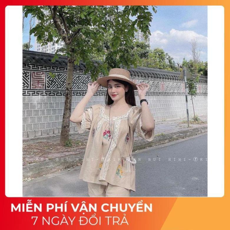 SET ÁO KEM PHỐI REN THÊU HOA QUẦN ĐÙI KEM