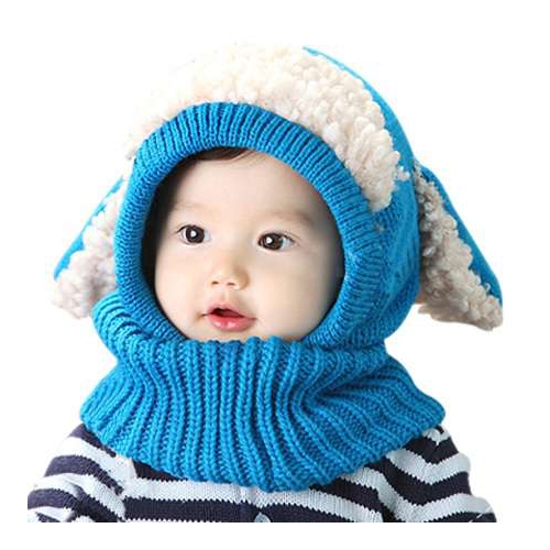 Mũ, nónlen lót lông cừu có tai xinh xắn và trùm kín cổ siêu ấm áp cho bé