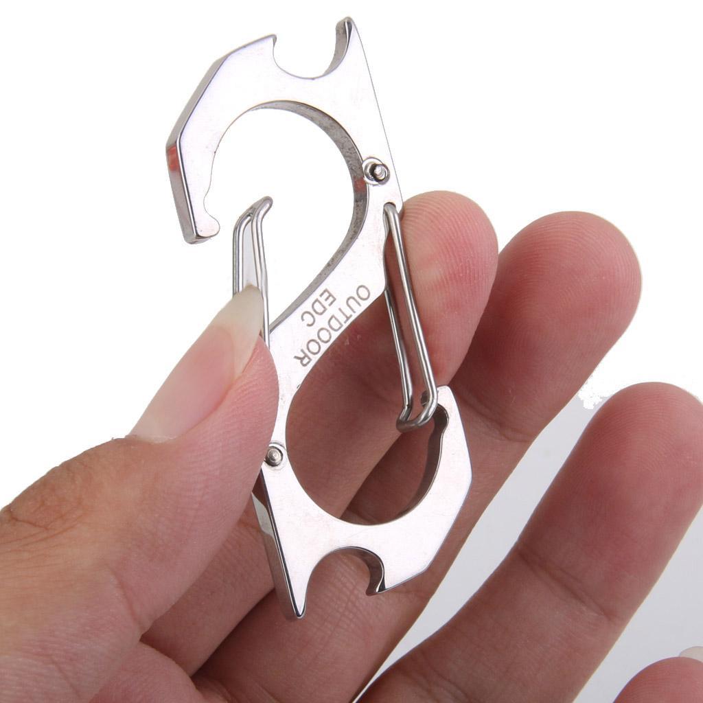 Silver S-shape Camping Hiking Keyring Keychain Hanging Buckle Bottle Opener
