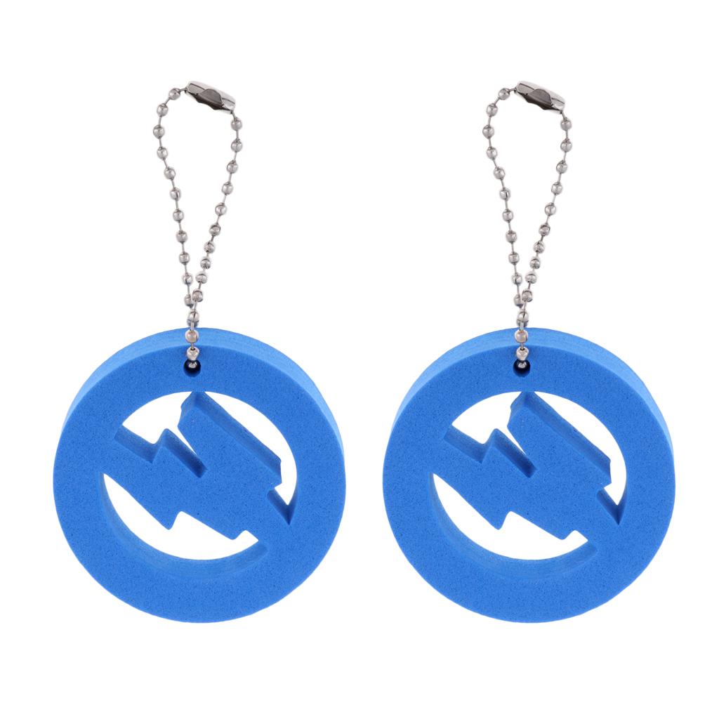 2x2 Pieces Round Buoy EVA Floating Keychain Keyring Water Key Float Blue