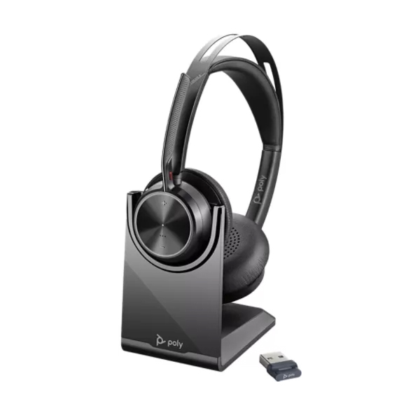 Tai Nghe Không Dây Poly Voyager Focus 2 UC with Charge Stand USB-A Hàng Chính Hãng