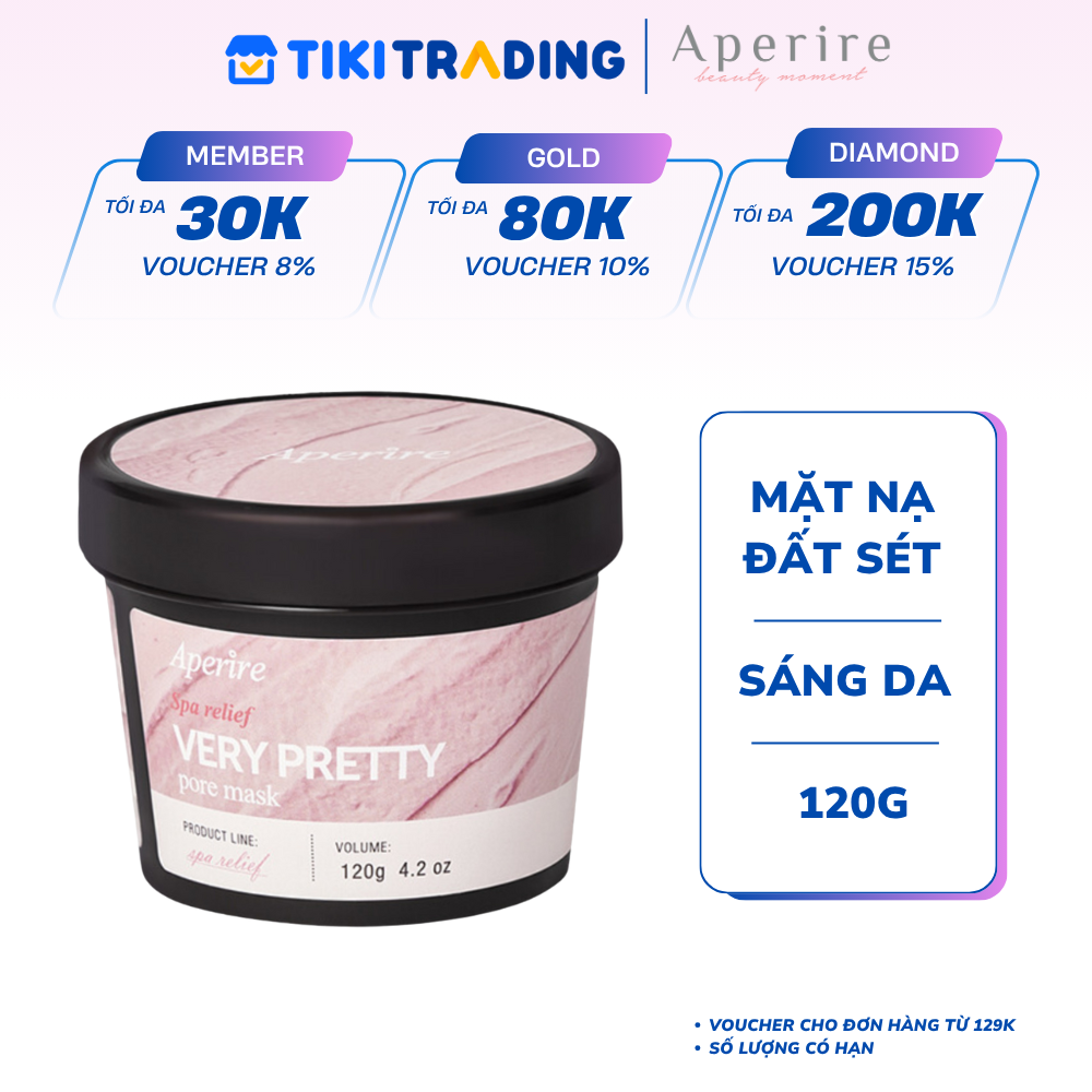 Mặt Nạ Đất Sét Quả Mọng Loại Bỏ Dầu Nhờn, Thu Nhỏ Lỗ Chân Lông, Làm Dịu Da Aperire Spa Relief Pore Mask 120g - Dưỡng sáng da