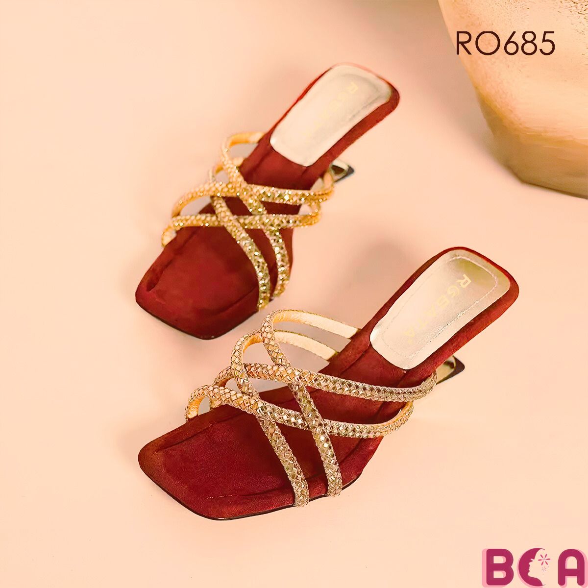 Dép Guốc Nữ Da Nhung Cao Cấp, Gót Cao 5cm RO685 ROSATA tại BCASHOP Tôn Dáng, Quyến Rũ, Êm Ái