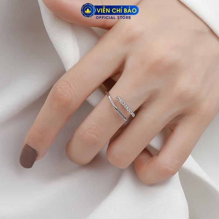Nhẫn bạc nữ lục giác đính đá chéo chất liệu bạc 925 thời trang phụ kiện trang sức nữ Viễn Chí Bảo N400808