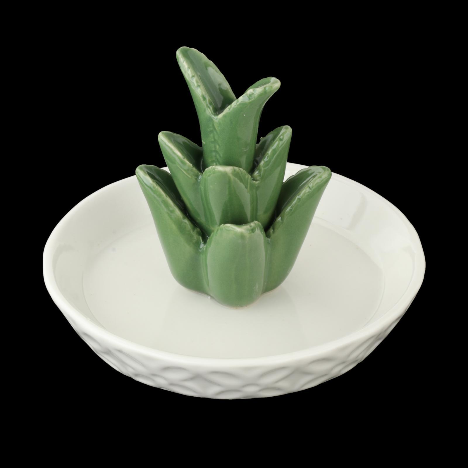 Ceramic Aloe Jewelry Holder Tray Earrings Organizer Decor Gift
