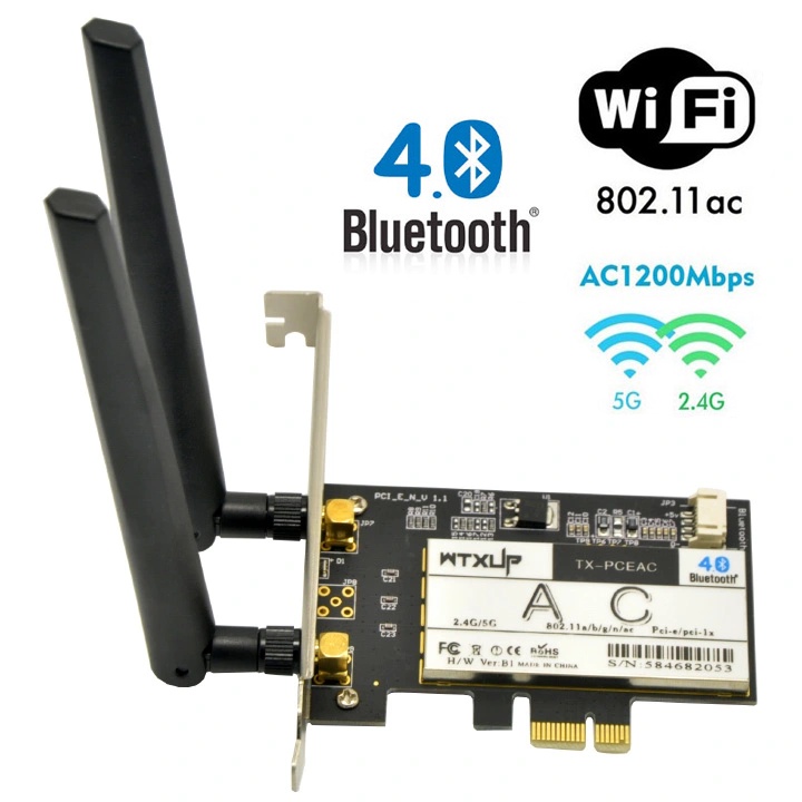 Card wifi PCI-E chuẩn AC tích hợp bluetooth cho máy tính bàn Wtxup 7260AC 867Mbps - PK09