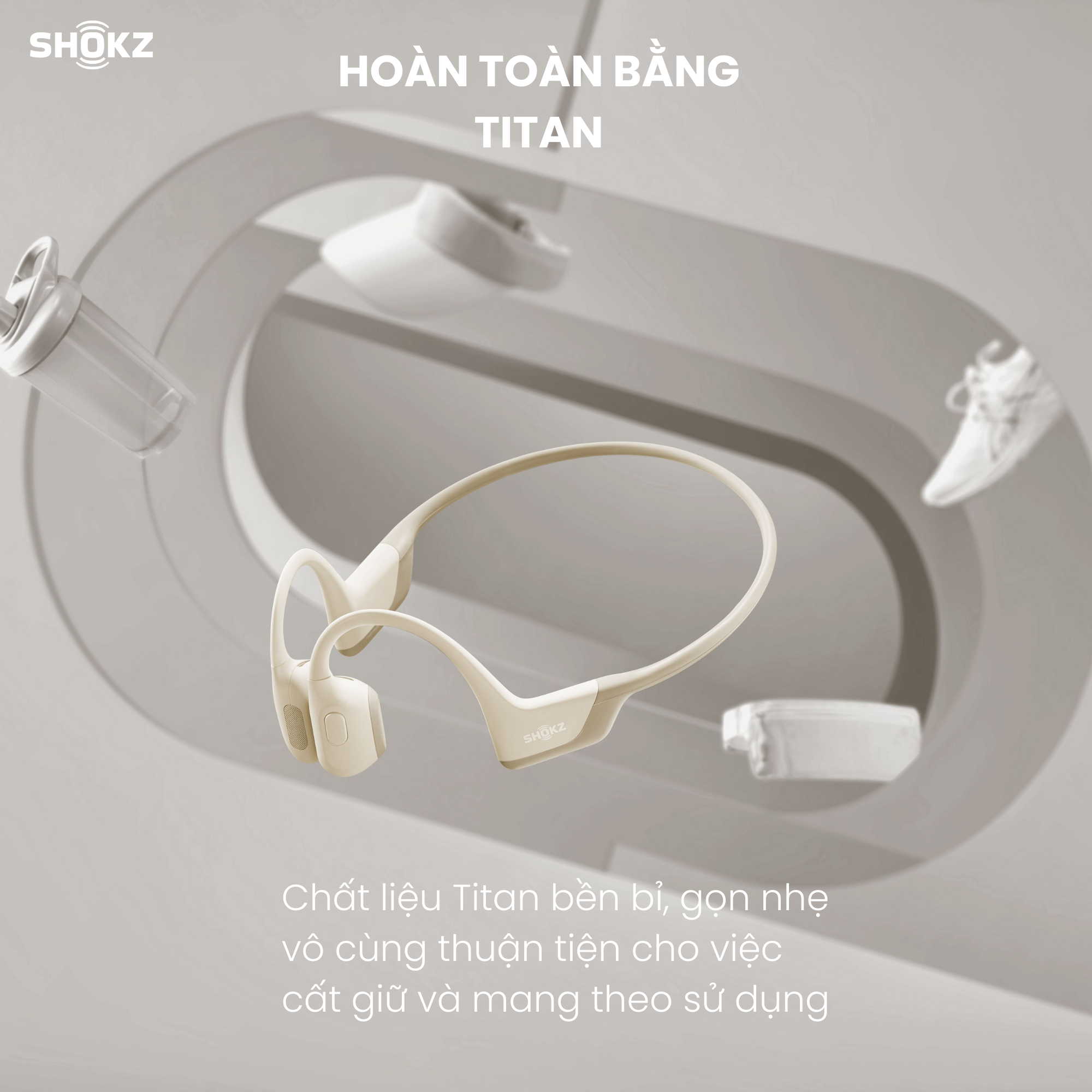 Tai Nghe Bluetooth Thể Thao Truyền Âm Thanh Qua Xương SHOKZ OPENRUN PRO S810 Màu Be - Hàng chính hãng