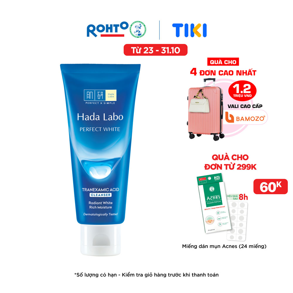 Kem Rửa Mặt Dưỡng Trắng Hada Labo Perfect White Tranexamic Acid Cleanser (80g)