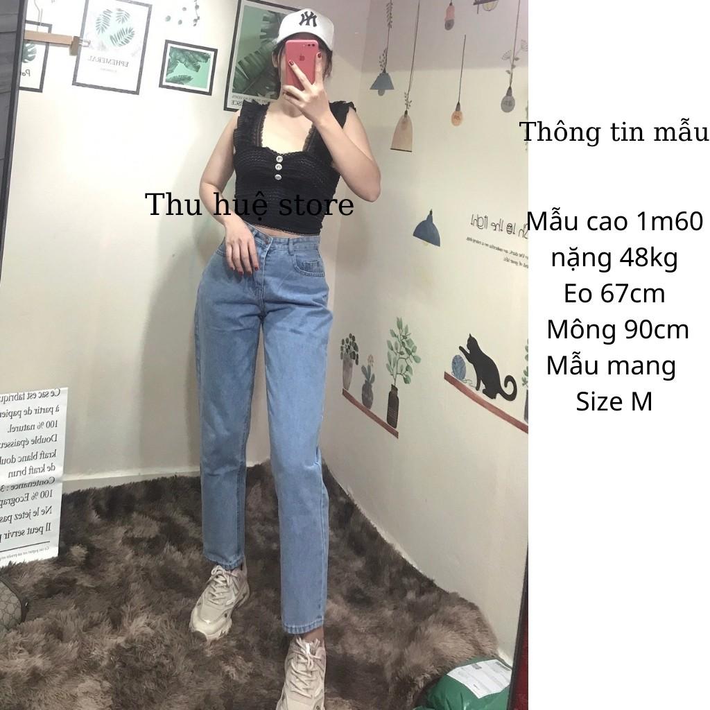 Quần Baggy Jean Cạp Cao Rách Kiểu Phong Cách ULZANG Cho Nữ