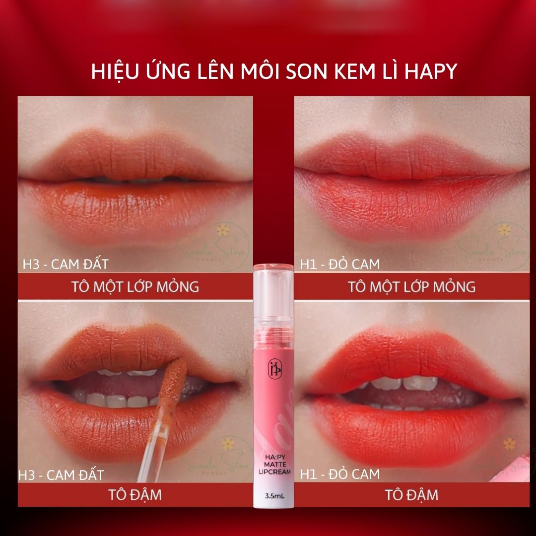 Son Kem Lì Kháng  Nước Cao Cấp Hapy MiniGarden Matte Lipcream 3.5ml mềm mịn chống nước không trôi Không lem dính khẩu trang